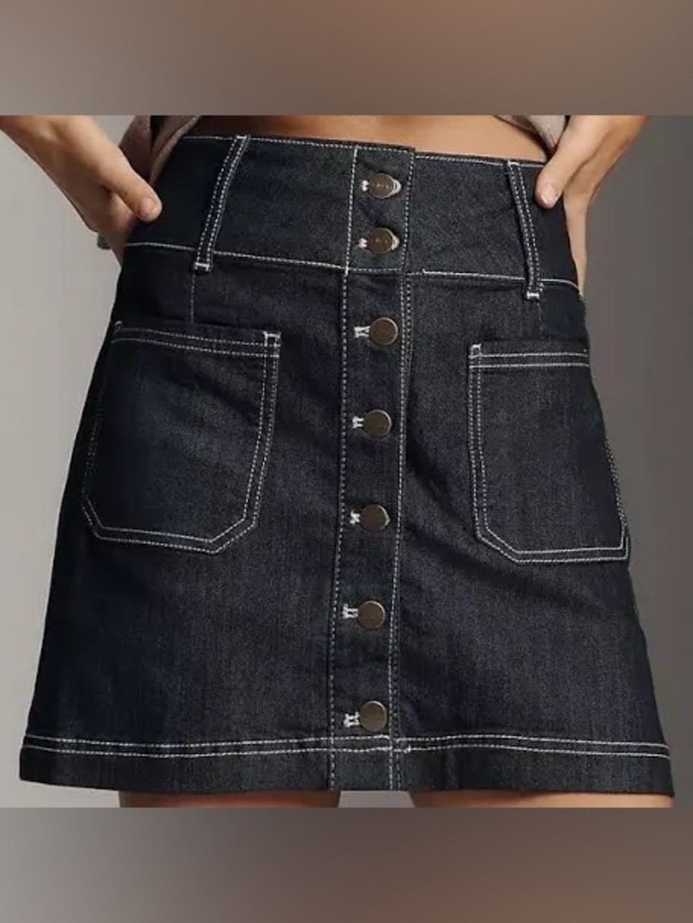 ANTHROPOLOGIE PILCRO BUTTON FRONT DENIM MINI SKIRT